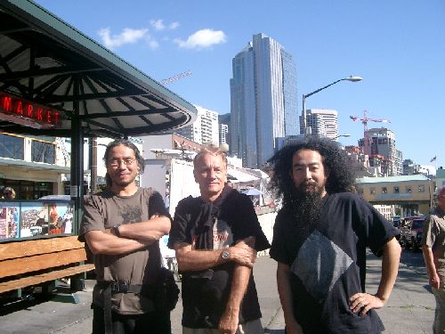 Mani Neumeier [dr, vo], Tsuyama Atsushi [b, vo], and Kawabata Makoto [g] Acid Mothers Guru in Seattle, OR on 2007-09-08