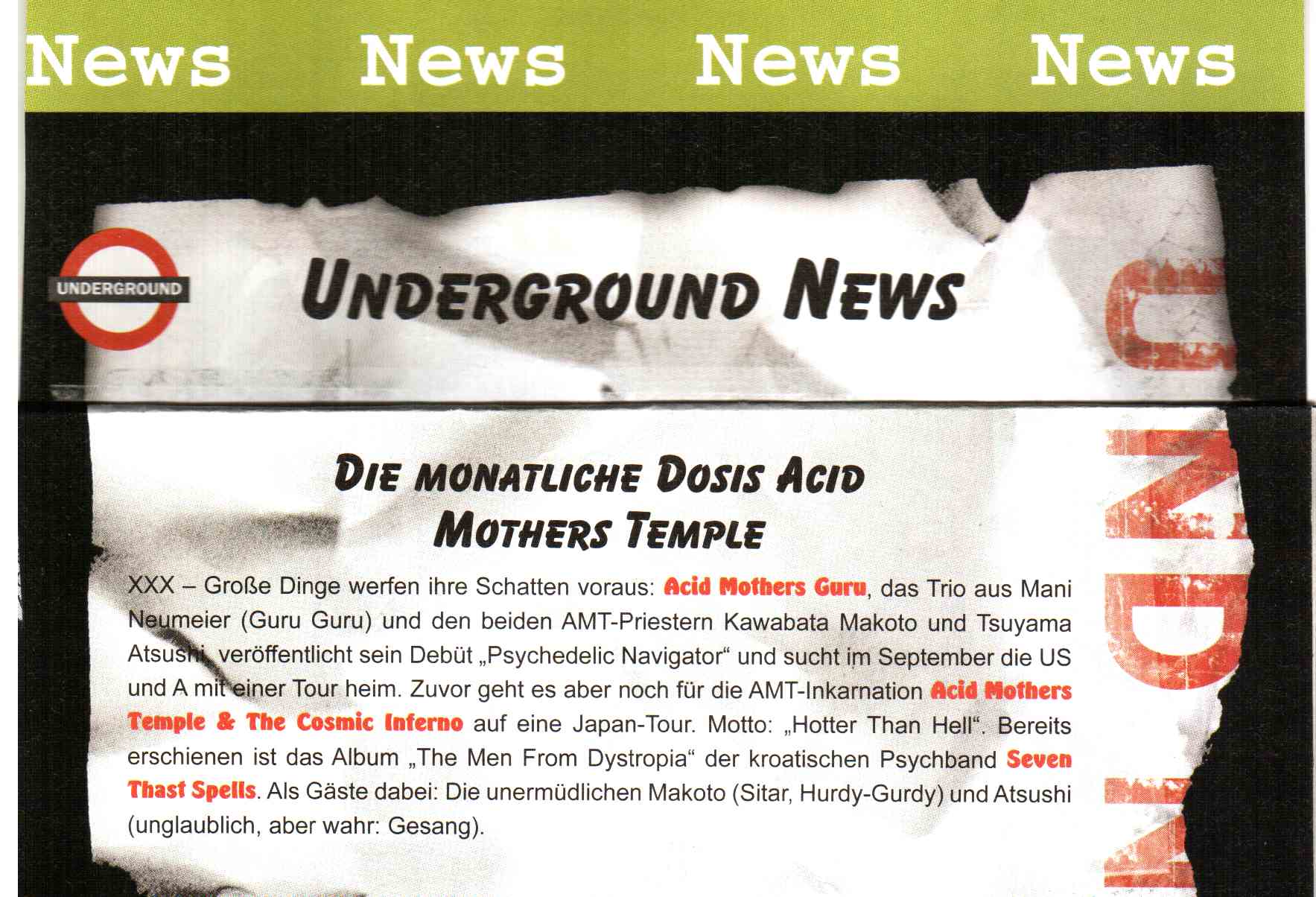 More on Acid Mothers Guru (in German) in Underground News 2007/01 [click picture to enlarge].